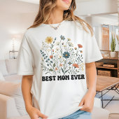 Beste moeder ooit Retro Wildflower Shirt, cadeau v T-shirt