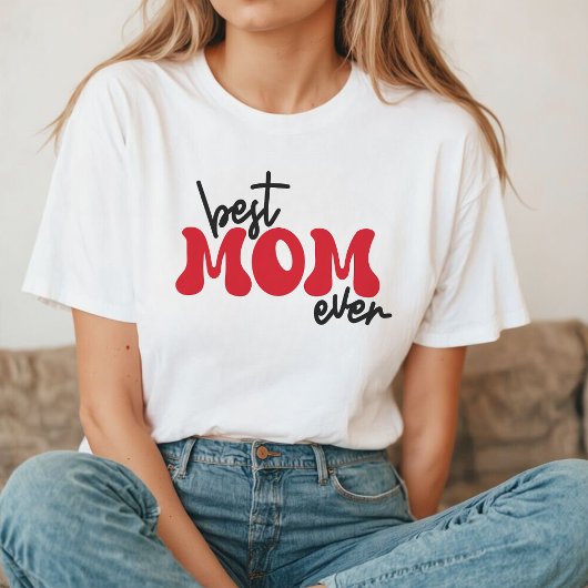 Beste moeder ooit | Retrorode typografie T-shirt