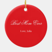 Beste Moeder Ooit Rode Hart Rand Keramisch Ornament (Achterkant)