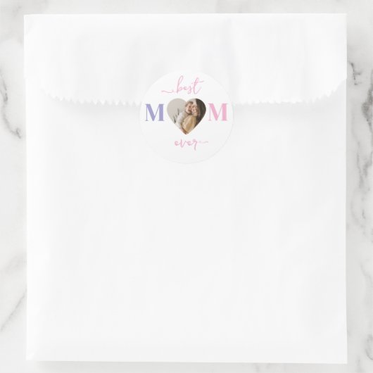 Beste moeder ooit rond Sticker - Custom Heart Phot (Tas)