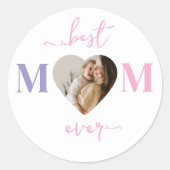 Beste moeder ooit rond Sticker - Custom Heart Phot (Voorkant)