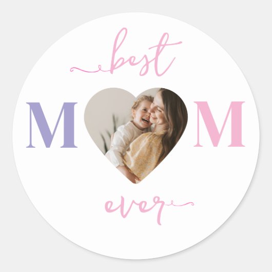 Beste moeder ooit rond Sticker - Custom Heart Phot (Voorkant)