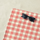 "Beste moeder ooit" Rood Gingham Handdoekenset opt Strandlaken (In situ)