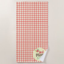 "Beste moeder ooit" Rood Gingham Handdoekenset opt