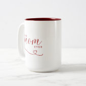 Beste moeder ooit rood hart elegant tweekleurige koffiemok (Voorkant links)