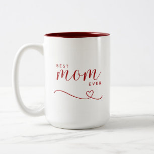 Beste moeder ooit rood hart elegant tweekleurige koffiemok