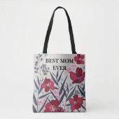 Beste moeder ooit Rood & Roze bloemenpatroon Tote Bag (Voorkant)