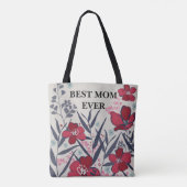 Beste moeder ooit Rood & Roze bloemenpatroon Tote Bag (Achterkant)