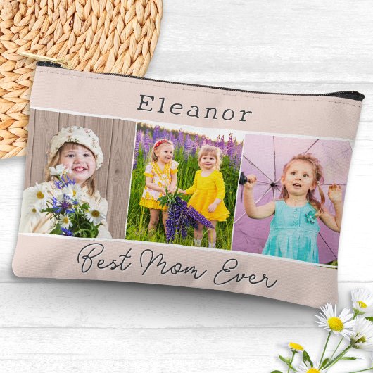 Beste moeder ooit roze 3 foto's Monogrammed Etui