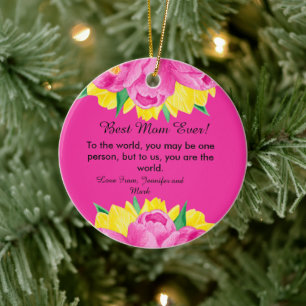 Beste moeder ooit! Roze acryl Keramisch Ornament