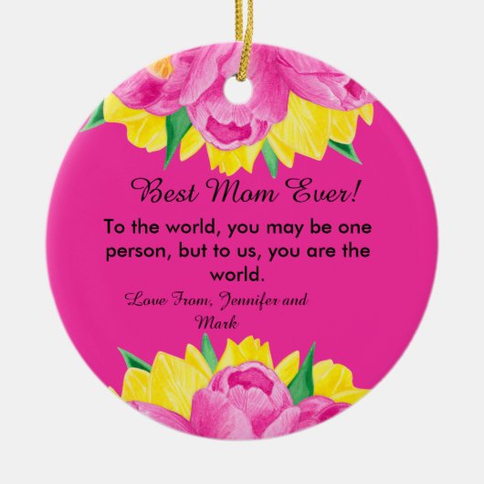 Beste moeder ooit! Roze acryl Keramisch Ornament (Voorkant)