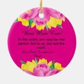 Beste moeder ooit! Roze acryl Keramisch Ornament (Achterkant)