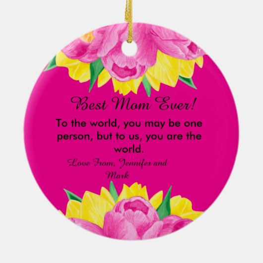 Beste moeder ooit! Roze acryl Keramisch Ornament (Achterkant)