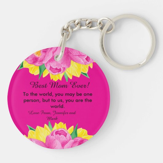 Beste moeder ooit! Roze acryl Sleutelhanger (Achterkant)