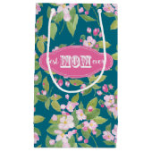 Beste Moeder Ooit Roze Appelbloesem op Marine Klein Cadeauzakje (Voorkant)