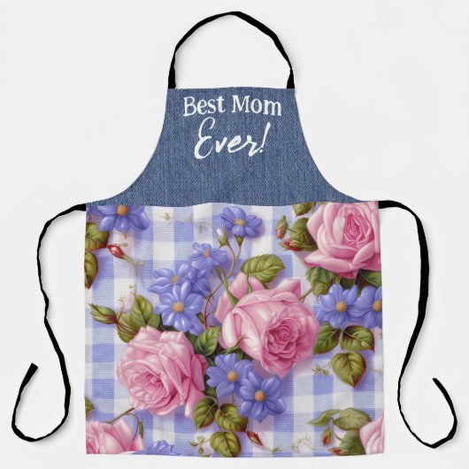Beste Moeder Ooit Roze Bloemen All-Over Print Scho Schort (Voorkant)
