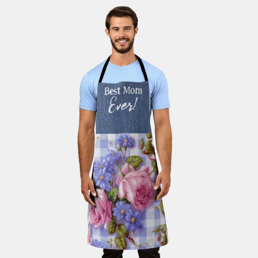 Beste Moeder Ooit Roze Bloemen All-Over Print Scho Schort (Gedragen)