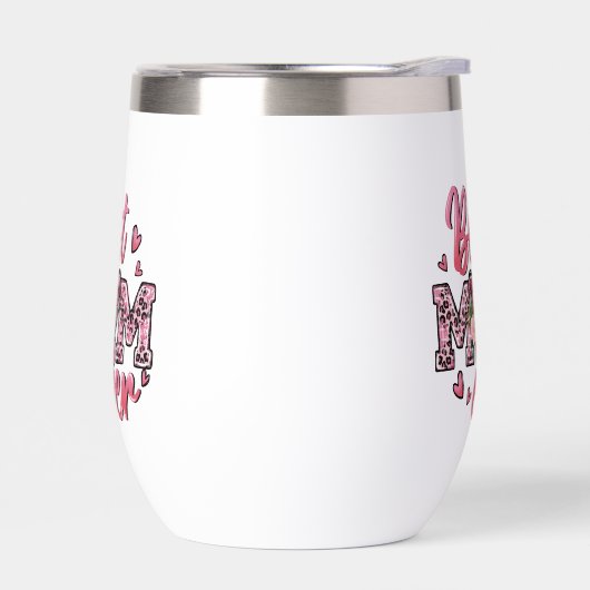 Beste moeder ooit roze bloemen en luipaard print (Links)