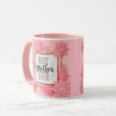 "Beste moeder ooit" Roze bloemen I Moederdag cadea Mok (Voorkant links)