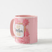 "Beste moeder ooit" Roze bloemen I Moederdag Mok (Voorkant links)
