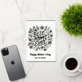 Beste moeder ooit Roze Bloemen Moederdag Foto Folie Feestdagenkaart