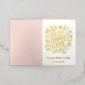 Beste moeder ooit Roze Bloemen Moederdag Foto Folie Feestdagenkaart (Buiten Laag)