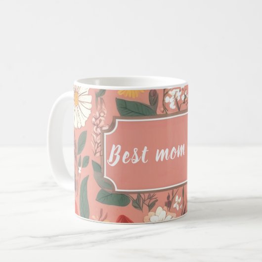 Beste Moeder Ooit Roze Bloemen Patroon Koffie Mok (Voorkant links)