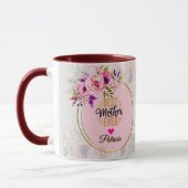 Beste moeder ooit - Roze bloemenaangepaste naam Mok (Links)