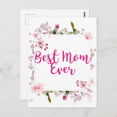 Beste moeder ooit Roze bloemige Moederdag Briefkaart (Voorkant / Achterkant)