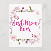 Beste moeder ooit Roze bloemige Moederdag Briefkaart (Voorkant)
