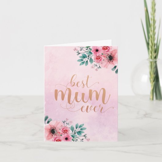 Beste moeder ooit Roze bloemschildering met waterv Kaart (Voorkant)