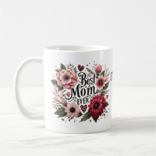 Beste moeder ooit roze en rode bloem gepersonalise koffiemok
