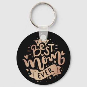 Beste Moeder Ooit Roze Goud Zwarte Hand Lettering  Sleutelhanger