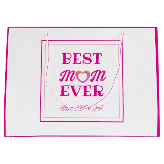 Beste Moeder Ooit Roze Hart Typografie Moederdag Groot Cadeauzakje (Voorkant)