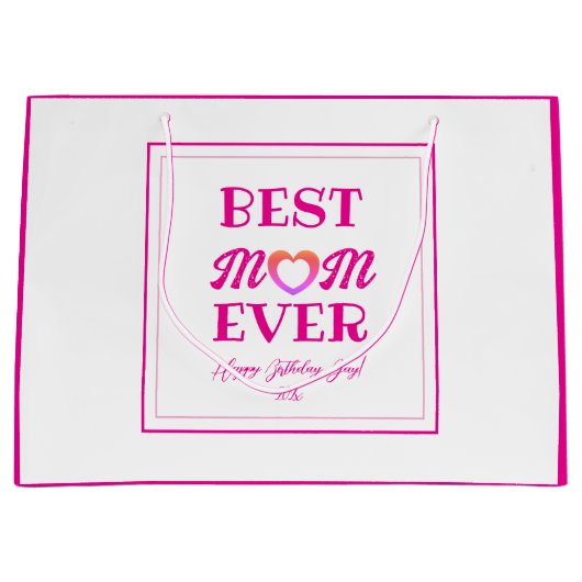 Beste moeder ooit roze hart typografie Moederdag Groot Cadeauzakje (Voorkant)