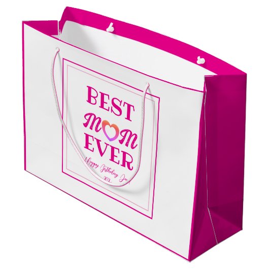 Beste moeder ooit roze hart typografie Moederdag Groot Cadeauzakje (Achterkant Gekanteld)