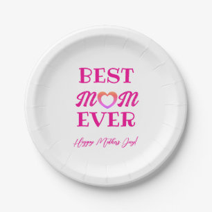 Beste Moeder Ooit Roze Hart Typografie Moederdag Papieren Bordje