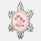 Beste moeder ooit, Roze Harten Mooi Modern Tin Sneeuwvlok Ornament (Rechts)