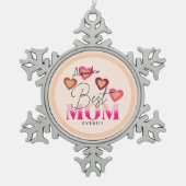 Beste moeder ooit, Roze Harten Mooi Modern Tin Sneeuwvlok Ornament (Voorkant)