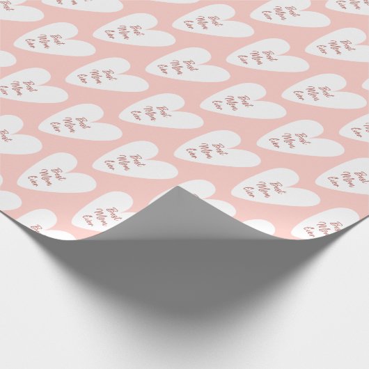 Beste moeder ooit roze hartpatroon cadeaupapier (Hoek)
