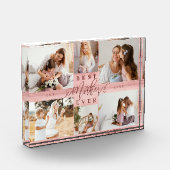 Beste Moeder Ooit Roze Houtkorrel Collage Keepsake Fotoblokken (Links)