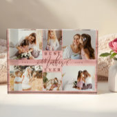 Beste Moeder Ooit Roze Houtkorrel Collage Keepsake Fotoblokken
