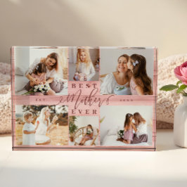 Beste Moeder Ooit Roze Houtkorrel Collage Keepsake Fotoblokken