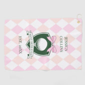 Beste moeder ooit Roze moderne dame golfer Moederd Golfhanddoek (Horizontaal)
