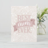 Beste moeder ooit. Roze moederdag met floraalblad Feestdagenkaart (Staand voorkant)