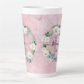 Beste Moeder Ooit Roze N Wit Bloemen Waterverf Was Latte Mok (Voorkant)