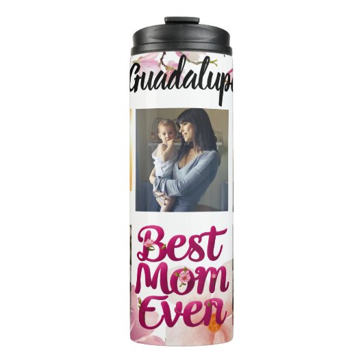 Beste Moeder Ooit Roze Script Afbeelding Collage v Thermosbeker (Voorkant)