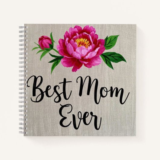 Beste moeder ooit Roze Waterverf Flower Poster Notitieboek (Voorkant)