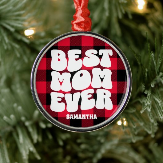 Beste moeder ooit rustieke rode buffel gespeeld Ke Metalen Ornament (Boom)