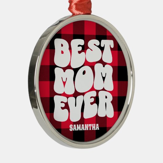 Beste moeder ooit rustieke rode buffel gespeeld Ke Metalen Ornament (Rechts)